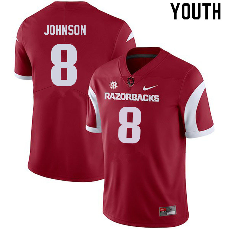Youth #8 Jayden Johnson Arkansas Razorbacks College Football Jerseys Sale-Cardinal - Click Image to Close